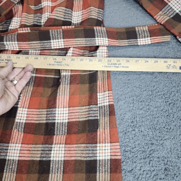 Vintage Pendleton Robe Mens Medium Brown Plaid Wool Belted Long Sleeve Made USA - Picture 6 of 8